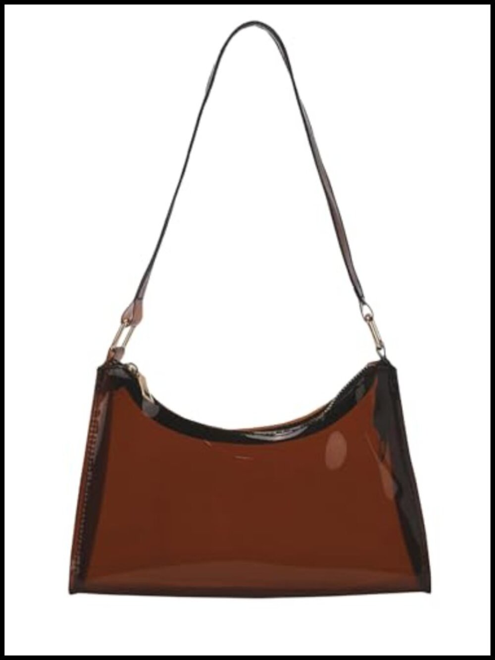 Clear PVC Hobo Shoulder Bag Zipper Top Handle Transparent Purse